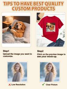 DIY Women's Personalized T-Shirt, High-Resolution Photo: Lover/Friend/Family/Pet, Slogan, Name, Funny Letters, Valentine's Day, Anniversary Sports - Red - View 3