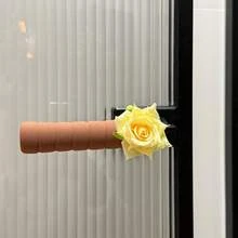 1/2件装装饰门把手套,仿棕色玫瑰花柔软保暖防撞保护套,通用门锁套,布艺门把手保护套 - 查看 12