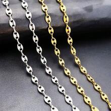 1 pieza Collar de cadena de grano de café estilo hip hop, unisex, acero inoxidable, disponible en oro y plata, forma de nariz de cerdo, gargantilla estilo punk - collar - Ver 7