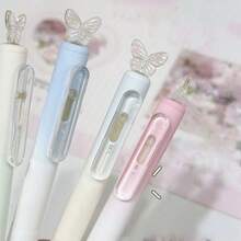 4支/1支装可旋转渐变蝴蝶图案可擦中性笔，高品质速干0.5mm圆珠笔，学生/办公用品，小礼品 - 多色 - 查看 10