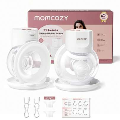 Momcozy S12 Pro Breast Pump, Hands-Free, Portable And Cordless Pump With Soft, Double-Sealed Flange, 3 Modes And 9 Levels, 24mm Flange