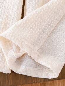 2件套女婴休闲度假风3D花卉玫瑰印花纽扣无袖吊带背心+配套弹力腰直筒裤，夏季 - 香檳色 - 查看 8