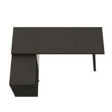 150 X 100 X 76 Cm L-Shaped Desk With Three Drawers, Two Open Storage Compartments, Tubular Steel Legs, Spacious Tabletop, Black And White. - Black - View 4