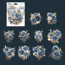 10 piezas/paquete Grandes pegatinas con tema de rosas, pegatinas decorativas vintage creativas, materiales de manualidades para decoración DIY, regalo de vacaciones, suministros escolares personalizados para scrapbooking - Estilo 4 - Ver 12
