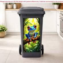1pc 2D Flat Self-Adhesive Trash Can Sticker,Colorful Frog Trash Can Sticker, Cartoon Animal Bin Decal, Waterproof PVC Home Decor, PVC Material, Easy To Peel And Stick, Flat Art Sticker, Kitchen Storage - A - View 3