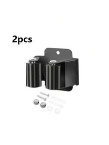 12件/6件/4件/2件套扫帚拖把架，壁挂式扫帚架，重型园艺工具收纳架，耙子和铲子手柄，不锈钢拖把挂钩，带螺丝的多功能壁挂架 - 黑色 - 查看 12