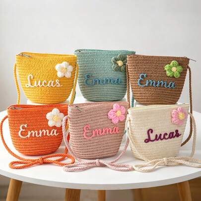 Customized Beach Bag For Girls, Personalized Straw Tote Bag With Name, Mother's Day Gift, Bachelorette Party Gift Bag, Summer Bag For Girls, Linen Tote Bag.