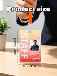 1pc Customized Acrylic ID Badge With Lanyard, Can Customize Photo And Text, Personalized Employee ID Card With Lanyard - Multicolor - View 7