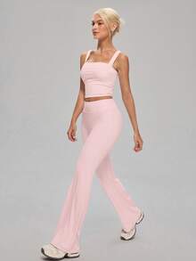 MASKERT Women's Slim Fitting Camisole, Yoga Pilates Shaping Vest, Gym Strength Training, Outdoor Morning Running Vest - Pink - View 8