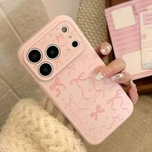 Ốp lưng điện thoại cao cấp màu hồng ngọt ngào họa tiết nơ vẽ tay cho iPhone 11 12 13 14 15 16 17 Pro Max Plus, chống sốc, viền TPU. - Hồng - Xem 7