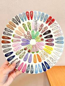 12/24/36pcs/Set Colorful Printed Hair Clips, Bangs Side Clips - Suitable For Girls And Women, Minimalist Design With Eye-Catching Patterns, Easily Add Playful Vibe To Hairstyles, Whether Ponytail Or Side Clip, Essential Daily Hair Accessory,Festival,Party - Multicolor - View 5