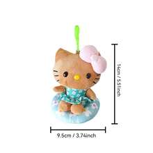Sanrio 1pc Hawaiian Black Skin Swim Ring Hello Kitty Plush Doll Pendant Cartoon KT Cat Doll Backpack Charm Children's Plush Doll Bag Accessory Holiday Gift - Multicolor - View 13