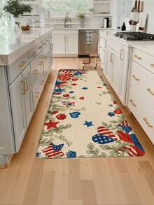 1pc Striped & Star Pattern Kitchen Mat, Independence Day Rug, Washable Kitchen Rug, Machine Washable Rug, Floor Covering/Doormat, Foot Mat, Door Mat, Home Decor, Bohemian Style Rug, Turkish Rug, Area Rug, Striped Rug, Runner Rug, Hallway Rug, Kitchen Rug, Suitable For Parties, Holidays, Gatherings, Gifts, Dinner Parties, Etc., Rug, Door Mat, Kitchen Mat, Area Rug, Kitchen Supplies, Kitchen Decor, Kitchen Mat, Kitchen Floor Mat, Kitchen Set, Foam Mat - American Pastoral Patriotism - View 2