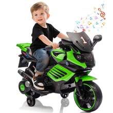 Gaderth 6V Kids Motorcycle, Electric Ride On Car Toy With Training Wheels, Working Headlight, Horn & Music, Battery Powered Ride On Motorcycle Toy For Toddler Kids Boys Girls Ages 3-6 - Green - View 9