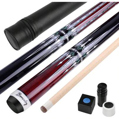 58 Inch Stained Maple Pool Cue Kit With Hard Case & Complete Accessories, Professional Billiard Cue Stick Set For Enthusiasts Tournament Home Bar Game Room Use
