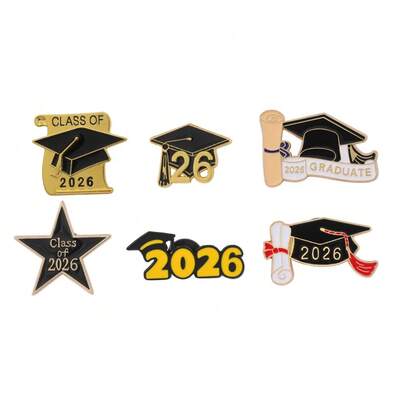 1/6 Pcs Various Graduation Season Brooch New Model Bachelor's Hat Enamel Pin Metal Badge Jewelry Backpack Clothing Accessories Gift For Friends