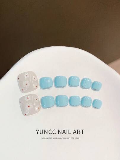 12pcs Handmade,Nail,Press On Nails,Summer,Blue Toenail Flakes,Fake Toenails,Short Nail Art With Fake Toenails,Pressing Toenail,Artificial Foot Nail Art,Valentine's Day,Gift,Spring And Summer Nails,Round Nails,Spring Nail,Nails Press On,Press On Nails Short,Fake Nails,Short Nails,Press On Nails Acrylic,Handmade Press On Nails,Detachable And Reusable