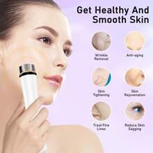 面部及颈部美容按摩器，嫩肤仪，面部提拉及彩色光疗美容仪，500mAh可充电电池 - 白色 - 查看 7