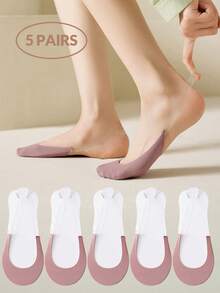 1/2/5/6 Pairs High Heel Invisible Socks, Silky Half-Palm Non-Slip Invisible Socks, Low-Cut Boat Socks For Flats & Sandals, Anti-Chafing - Multicolor - View 9