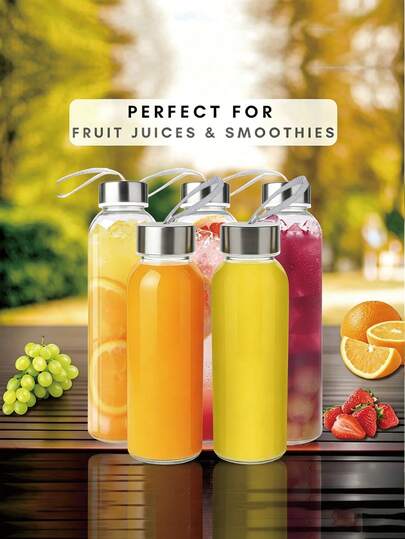 1pc Clear Glass Bottles With Lids 10.5oz, 18 Oz And 24 Oz, Reusable Glass Water Bottles With Stainless Steel Cap For Juicing, Refrigerator, 100% Leak Proof, Glass Juice Bottles, Juice Cup, Coffee Cup, Drinking Sports Water Bottle For Fitness, Gym And Outdoor, Travel, Suitable For Both Cold And Hot Drinks, Mother's Day And Father's Day Gifts, Family Kitchen Party Office, Boyfriend And Girlfriend Gifts