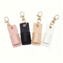 PU Leather Pen Case Keychain, Portable Pen Holder With Key Ring Clip | Universal Leather Pen Sleeve Keychain For Backpack | Lightweight Pen Case Keyring For Travel Pen Holder Keychain Leather | Protective Pen Pouch Clip For Pens & Styluses - Khaki - View 2