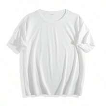 Dam-T-shirts i 100 % bomull, 20261 st., plus size-T-shirt i damstorlek, lös passform och nedsänkta axlar, 100 % bomull, tryckt med akvarellmönster med rosa liljor, perfekt för sommarstrand, tropiska semestrar och musikfestivalkläder, skapar en fräsch bohemisk stil. Möhippa. - Vitt - Visa 5