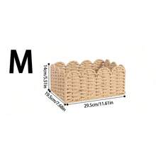 1个/3个（S+M+L）手工编织藤条收纳篮，波浪边设计，化妆品收纳篮，适用于办公桌、浴室、卧室，家居装饰礼品 - 卡其色 - 查看 8