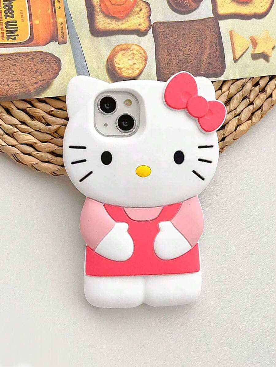 SANRIO Ốp lưng silicon hình mèo KT nơ 3D dễ thương - Tương thích với Apple 17/16 Pro Max, 15, 14, 13, 12, 11 - Hồng - Xem 1