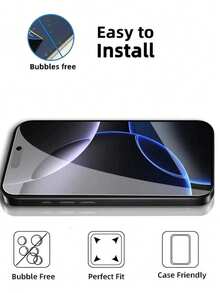 6pcs Privacy Screen Protector, Compatible With IPhone 17/16/16e/15/14/13/13 Pro/12/11/17 Pro Max/17 Air/16 Pro Max/15 Pro Max/14 Pro/Plus/Mini/X/XR/XS Max/7/8/SE2/SE3, 9H+ Tempered Glass Film, Anti-Scratch, Full Coverage, Anti-Peeping Privacy - Black - View 4
