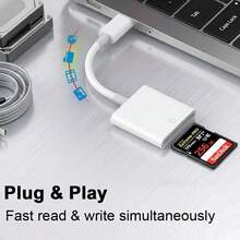 USB-C/Lightning 转 SD 卡相机读卡器适配器，便携式通用型，兼容 ，可追踪相机画面，即插即用，兼容 17/16/15/14/13/12、Galaxy 系列 - 查看 2