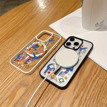 fundas para celular   Funda Magnética con Diseño Colorido de Caramelo Macaron, con Arte Graffiti, Compatible con Carga Inalámbrica y para  11,12, 13, 14, 15, 16, 17, PRO, PROMAX, PLUS, AIR, 16E, 17AIR, - Estilo (1 pieza) - Ver 3