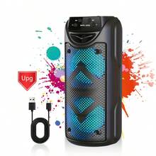 Portable Outdoor Wireless Speaker With Colorful Light Effects, Powerful Sound, Subwoofer, 1200mAh Capacity, Type-C Charging, Supports USB, FM, TF Card, AUX, MIC, Knob + Button Control. - 2058 Upgrade - View 7