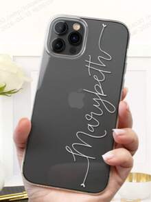 Name Case For IPhone 15 14 13 12 11 Pro Max Mini XR XS X 10 8 Plus 7 6s SE Personalize Custom Signature Handwriting Clear Transparent Cover - Clear - View 1