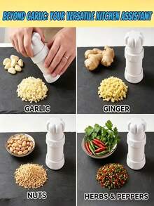 5-In-1 Heavy Duty Garlic Press With Stainless Steel Blades And Ergonomic Handle, 5-In-1 Multipurpose Food Processor For Pressing, Chopping, Peeling, Mincing And Mixing, Dishwasher , Space Saving - Multicolor - View 8