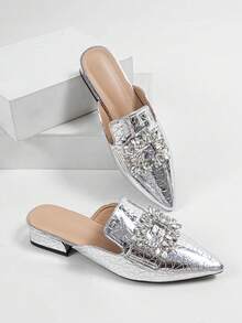 Comfortable & Chic French Minimalist Gold/Silver Slip-On Flat Sandals - Silver - View 6