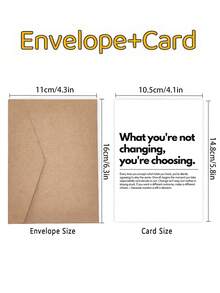 1pc "What You're Not Changing, You're Choosing" Motivational Greeting Card With Envelope, Inspirational Encouragement Card For Friends Coworkers Students, Blank Inside - A - View 5