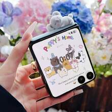 可爱蓝色磁吸轴3D考拉手机壳，兼容三星Galaxy ZFlip7 Z Flip6 ZFlip 5 Zflip6 Zflip5，防震后盖 - 藍 - 查看 4