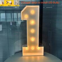 1pc 3ft/91.5cm/36in LED Illuminated Digital Display Screen, 0-9 Numeric With Stand, Plug-In, LED Party Decor Light, Suitable For Birthday Party Anniversary Decoration - Multicolor - View 4