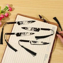 Thẻ đánh dấu trang bằng acrylic hình dao, nhân vật huyền thoại anime máu lửa, có tua rua, thiết kế mắt độc đáo, đánh số trang bền chắc, dành riêng cho người hâm mộ anime và Otaku. - Đen trắng - Xem 10