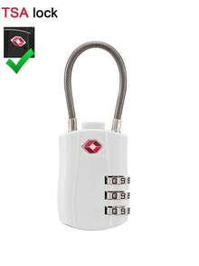 1/2 Pack TSA Approved Combination Lock - High Strength Zinc Alloy Body And Cut-Resistant Steel Cable, 3-Digit Combination Lock, Suitable For Travel Luggage, Gym Lockers, Bicycle Locks (Black), Travel Security Accessory | Multipurpose Travel Lock | Combination Lock, Luggage Lock, Travel Essential Holiday Vacation Supplies - Multicolor - View 23