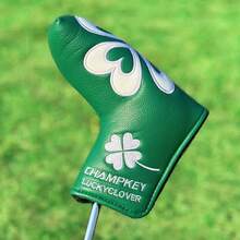 1PC Lucky Clover Blade Putter Head Cover - White & Green Heart Four-Leaf Clover Design, Premium PU, Golf Putter Headcover For Blade Putters, Weather-Resistant Golf Club Accessory With Soft Lining Protection - Multicolor - View 8