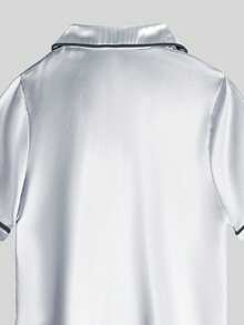 2pcs Tween Boy Short Sleeve Shorts Pajama Set - Light Grey - View 10
