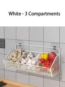 Rak Keranjang Dapur Logam Tahan Lama yang Dipasang di Dinding, Pengorganisasi Penyimpanan Dapur Multifungsi, Dapat Menggantung Rempah-rempah, Bawang Putih, Bawang Bombay, Sayuran, Secara Efektif Meningkatkan Pemanfaatan Ruang Dapur dan Mengurangi Kekacauan - Hitam - View 14