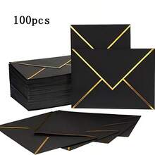 100/50pcs Invitation Envelopes, Wedding Invitations With Envelopes, Paper Envelopes, Gold Foil Double-Sided Printed C6 Envelopes, Size 13.5X18.5cm, Perfect For Graduation, Wedding, Birthday, Baby Shower, Mother's Day Invitations - A - View 13