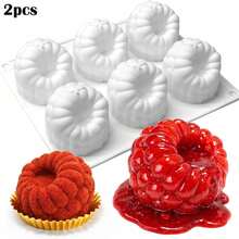 3D Raspberry Silicone Mold - 6 Cavity Fruit Pudding Raspberry Mold, Suitable For Mousse Cake Baking, Ice Cream, Cake Decoration - Black and White - View 11