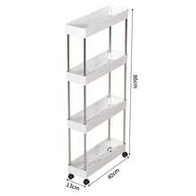 1pc Multi-Functional Black & White Sliding Storage Rack Trolley, Hollow Draining Multi-Layer Ultra-Thin Storage Cart, Slim Storage Cart, Rolling Storage Cart, Narrow Shelving Unit, Bathroom Shelf, Kitchen, Bathroom, Laundry Room Mobile Storage Rack, Space-Saving Storage Rack, Multi-Tier Floor-Standing Shelving Unit, Suitable For Kitchen, Laundry Room And Other Narrow Spaces - Multicolor - View 16