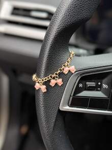 1pc Butterfly Bow Love Car Steering Wheel Decorative Chain Female Interior Decoration Accessories - A - View 1
