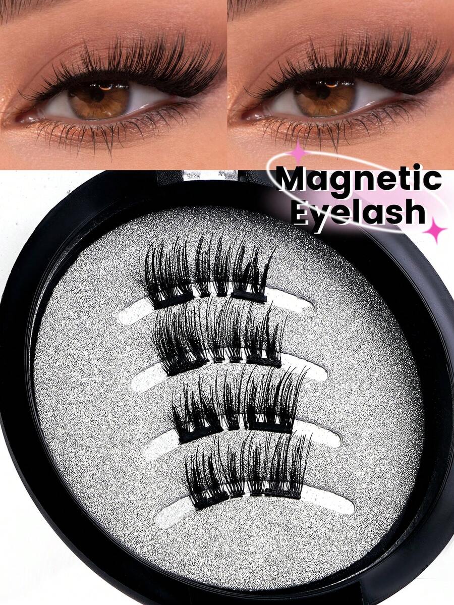MAANGE 1 Paar magnetische Halbwimpern, Fuchsaugen, Katzenaugen, tragbar, natürlich & realistisch, wiederverwendbar, starke magnetische Haftung, kein Kleber oder Make-up-Entferner erforderlich, erzeugt natürliche Verlängerung, Lockung & Augenvergrößerungseffekt, Reiseessentiell, Geschenk für Frauen