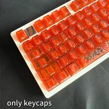 130+ 橙色侧印碳纤维纹理键帽，Cherry 高度，侧印半透明，兼容 Wooting 磁吸轴及其他机械键盘，键帽套装，游戏键帽，PBT 键帽，定制键帽，替换键帽，背光键帽，可爱键帽，键盘配件 - 查看 4