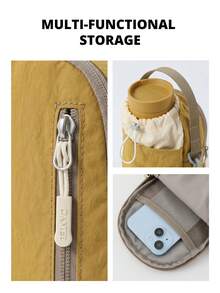 CAMEL CROWN Outdoor Sling Bag, Fashionable Lightweight Shoulder Bag, Hiking Travel Phone Pouch, Portable Water Bottle Bag - Ginger Lemon Yellow - View 7
